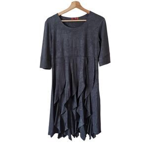 Isle Apparel‎ Womens Lagenlook Boho Tunic Dress Metallic Gray Textured Medium